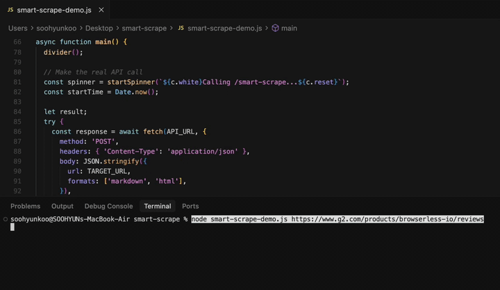 Smart-scrape extracting content from a search result