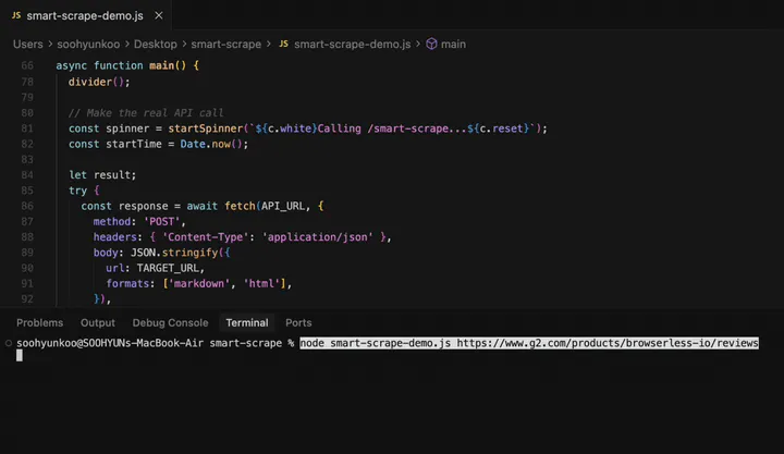 Smart-scrape extracting content from a search result